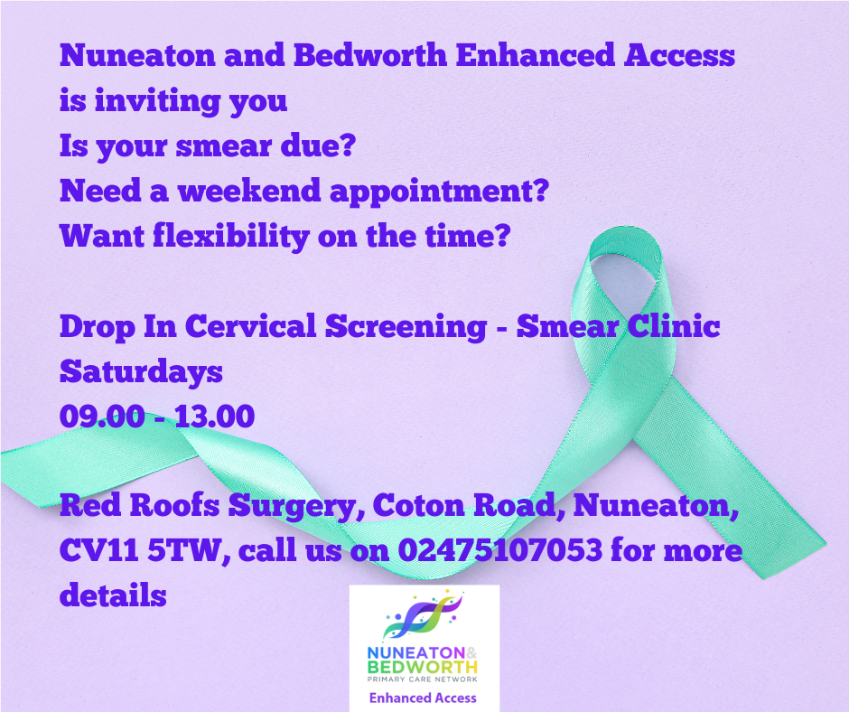 Nuneaton and Bedworth enhanced access cervical screening poster
